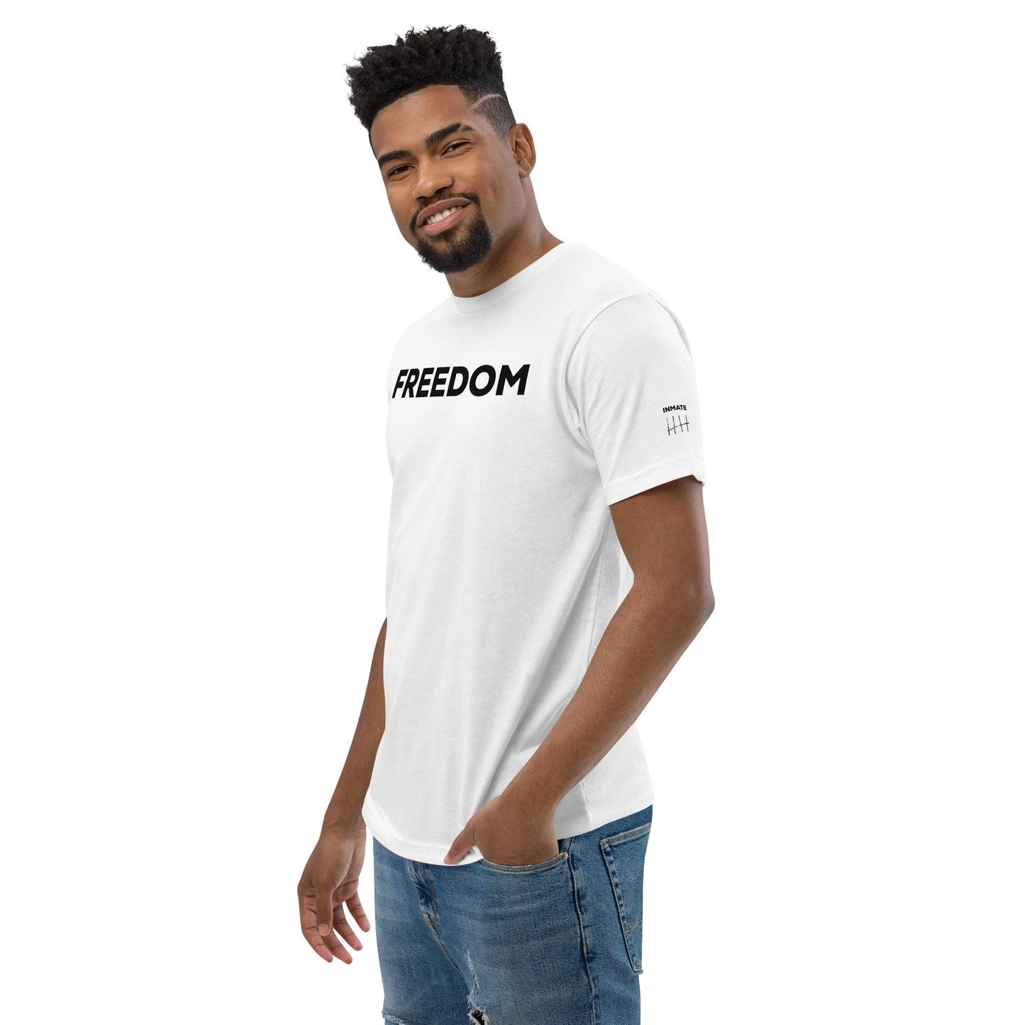 INMATE Freedom T-shirt bianca a maniche corte con logo